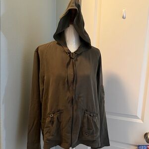 Chico's Dark Green Hooded Utility Jacket